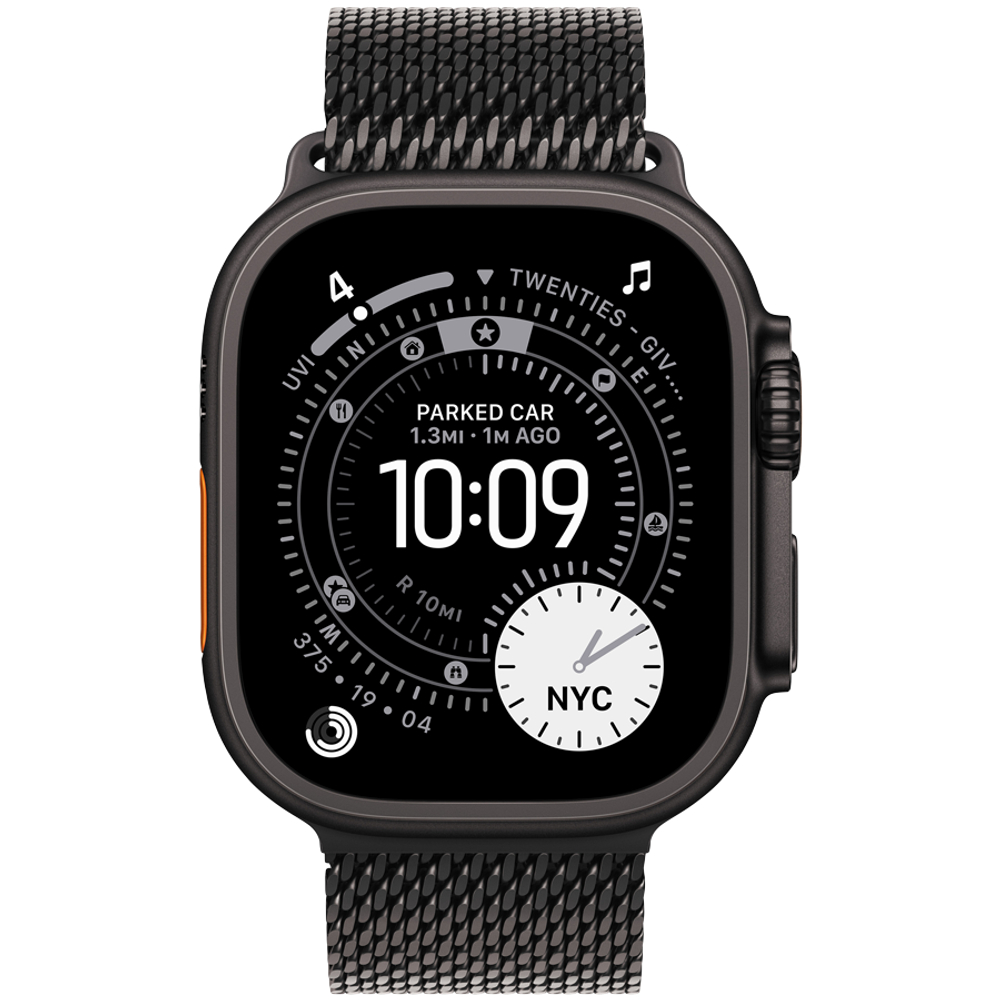 Apple Watch Ultra 3 GPS + Cellular 49mm Black Titanium Case with Black Titanium Milanese Loop - Small,Model A3281