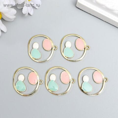 Декор для творчества металл "Круг с камешками"  эмаль 2,4х2,4 см