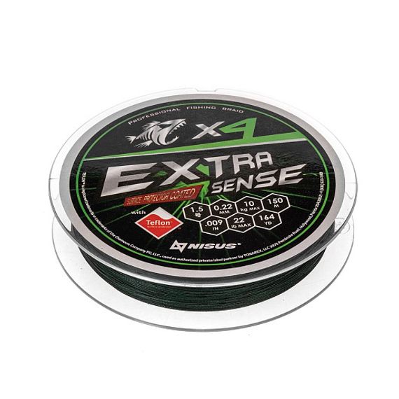 Шнур Extrasense X4 PE Green 150m 1.5/22LB 0.22mm (N-ES-X4-1.5/22LB) NISUS