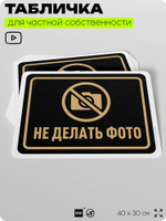 Табличка для частной территории "Не делать фото", на дом, для участка, организаций и частных территорий, предупреждающая, 40х30 см, Silver Plane x Айдентика Технолоджи