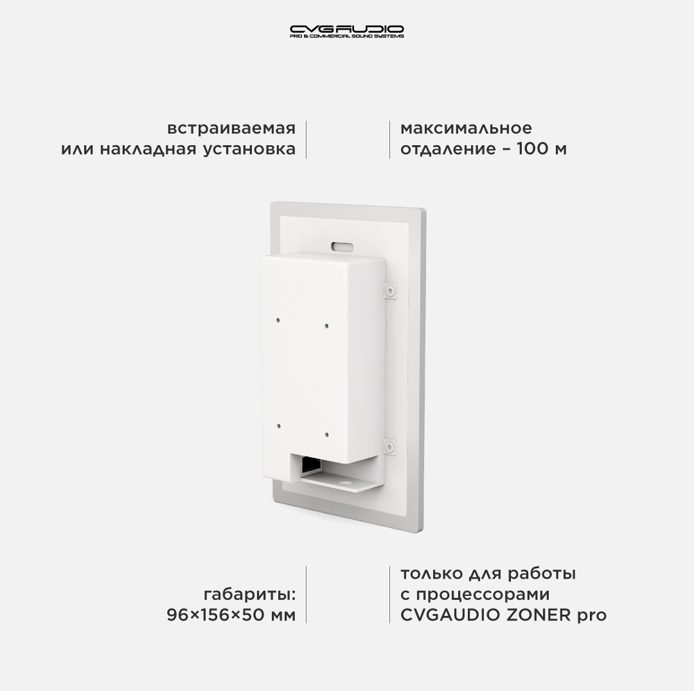 CVGAUDIO P-ZONER-W/IP/B Настенная программируемая панель управления устройствами ZONER, IP/PoE, 8-кнопок, энкодер