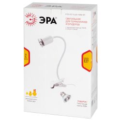 Светильник для террариумов и брудеров ЭРА FITO-E27-FLEX-100W-GR c клипсой для ламп до 100 Вт и гибкой стойкой | Светильники для нагревательных ламп