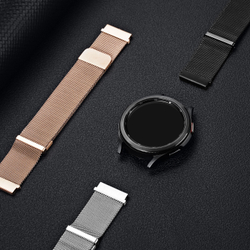 Ремешок из нержавеющей стали серебристого цвета от Dux Ducis для смарт часов Samsung Galaxy Watch 3, 4, 5, 6 и 7 (размер крепления 20мм), серия Milanese Series (миланская петля)