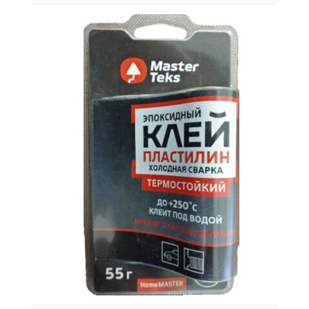 Клей-пластилин эпоксидный MasterTeks HM холодная сварка для металла серый (55 гр)