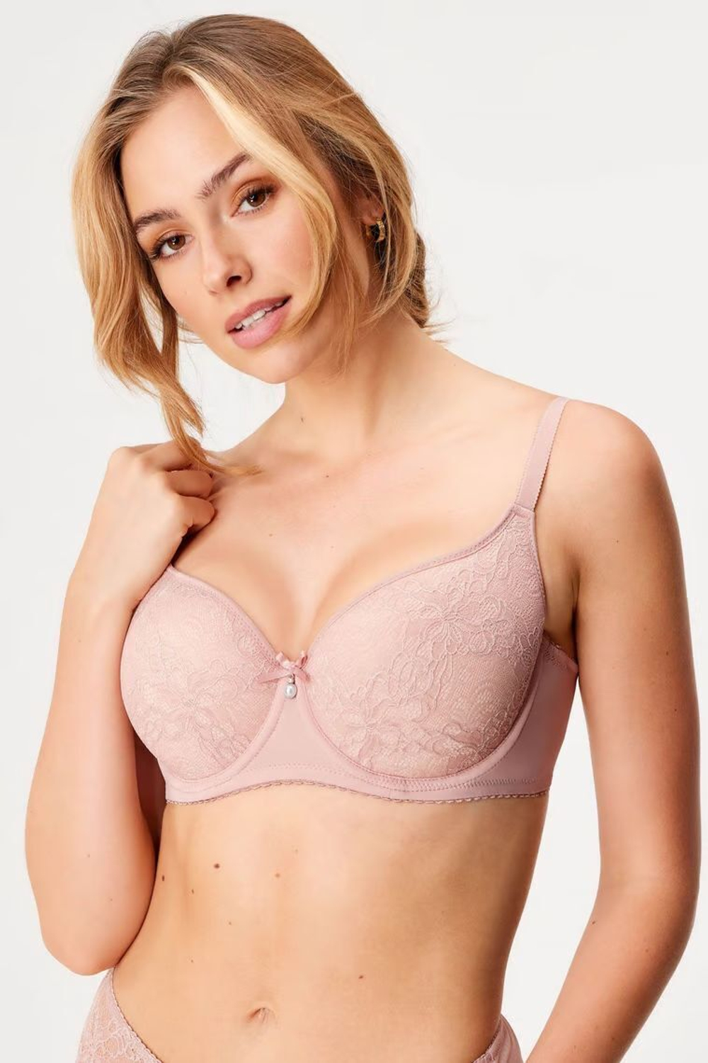 Бюстгальтер с мягкой формованной чашкой на каркасах Elegant (Размер: 85F) (Цвет: грязно-розовый)