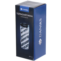 Термокружка пластик, 0.38 л, Daniks, Графика 3, YYCF001-17