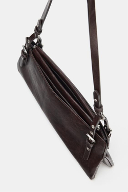 ZARA СУМКА С ЗАКЛЕПКАМИ, БОРДОВО-КРАСНЫЙ