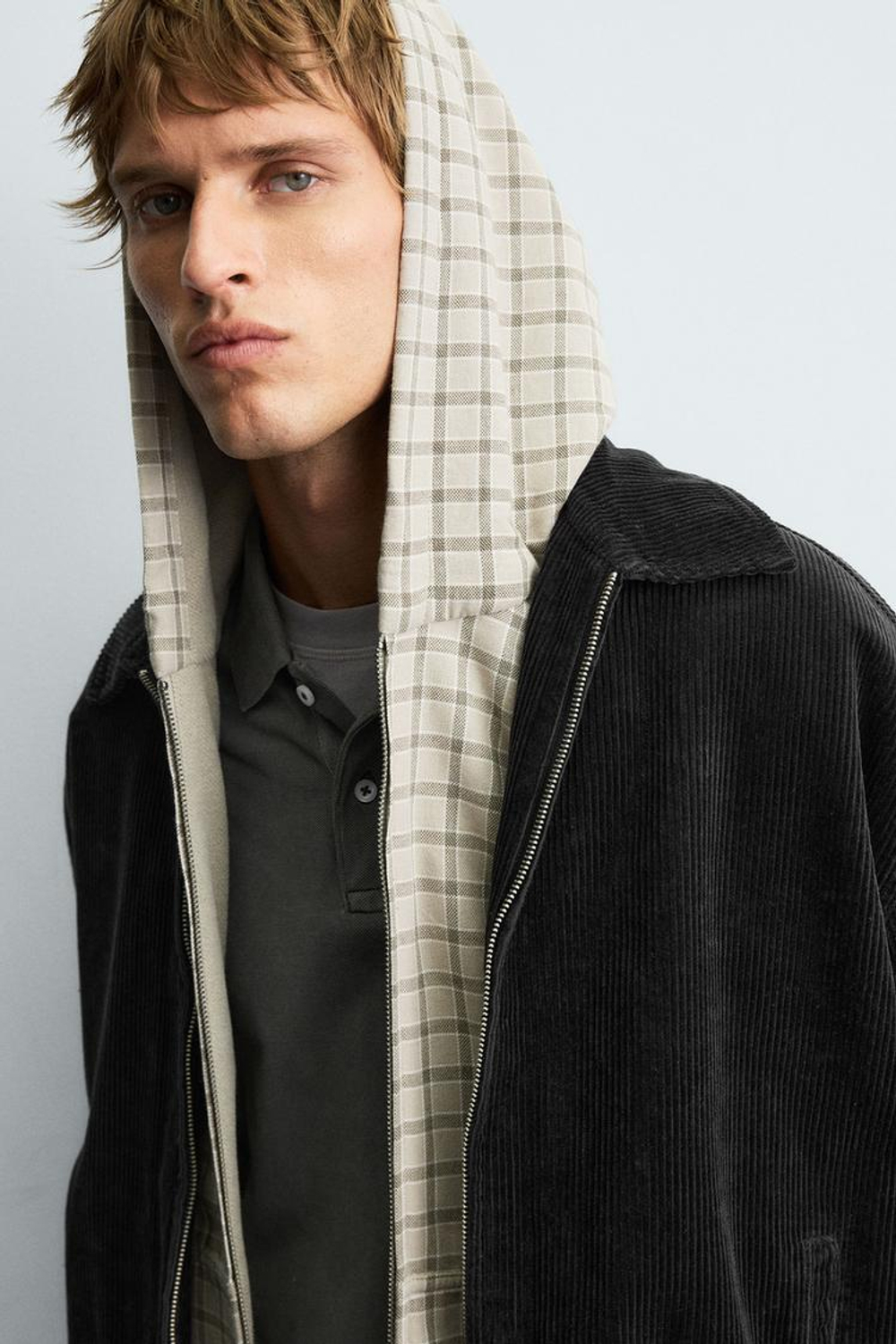 ZARA ВЕЛЬВЕТОВАЯ КУРТКА СВОБОДНОГО КРОЯ, ЧЕРНЫЙ