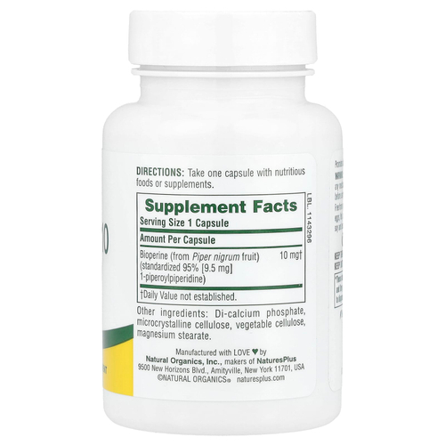 NaturesPlus, Bioperine 10, 90 капсул (10 мг в капсуле)
