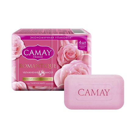 Camay 4шт.*75гр. Романтик мыло твердое смягч. д/в тип.кожи франц.роза