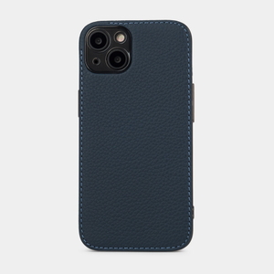 Чехол-накладка кожаная для iPhone 15 Plus синего цвета