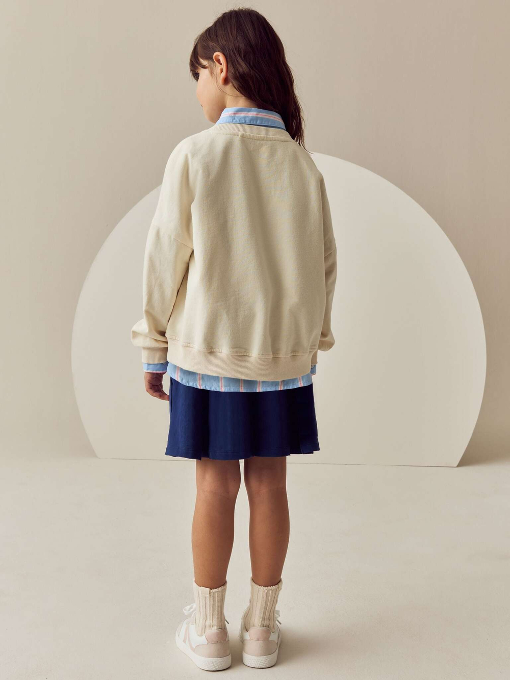 Толстовка и юбка в комплекте для девочки Next E45-365, Бежевый, Синий