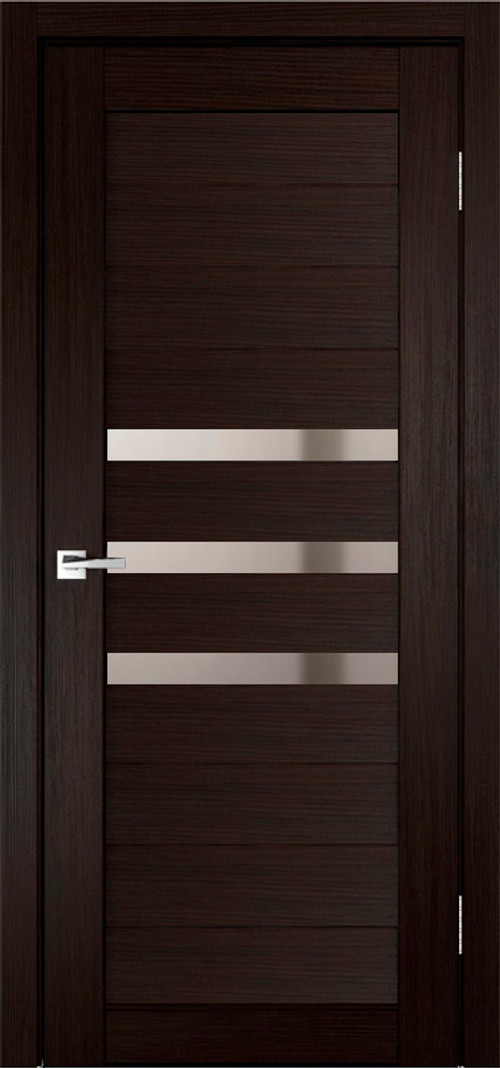 Межкомнатная дверь Велюкс 2 Ясень сноу / Цвет тон Венге / Зеркало / Двери Верда