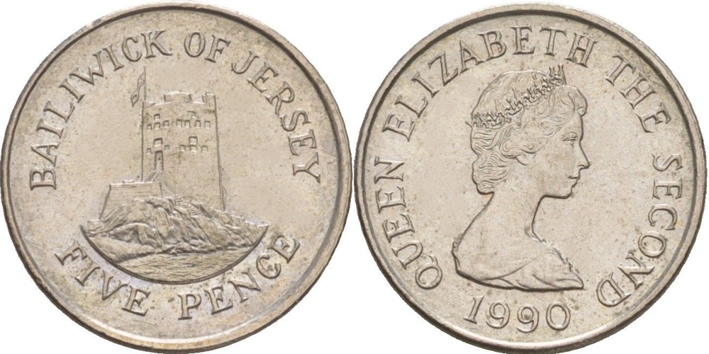 Джерси 5 пенсов, 1990 - 1997 Башня Ле Хок XF