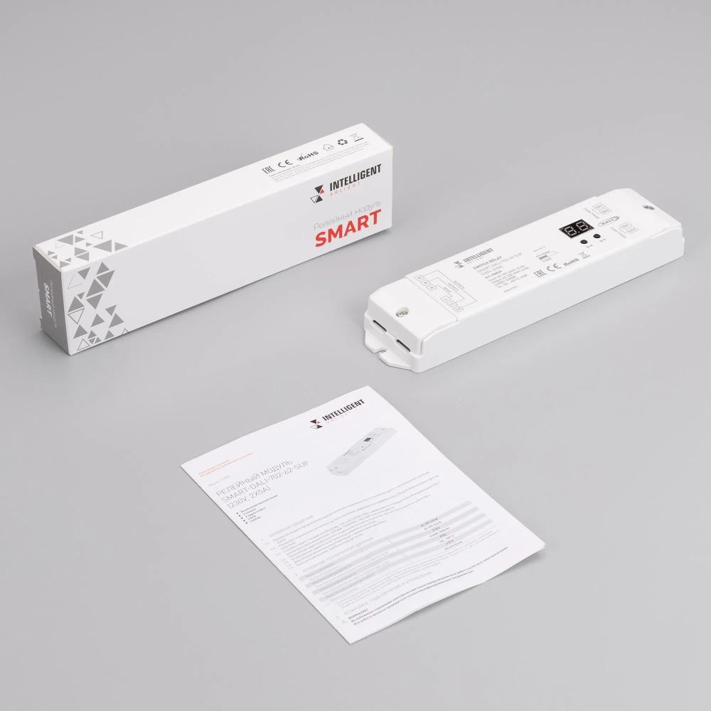 INTELLIGENT ARLIGHT Релейный модуль SMART-DALI-702-62-SUF (230V, 2x5A) (IARL, IP20 Пластик, 5 лет) 038539