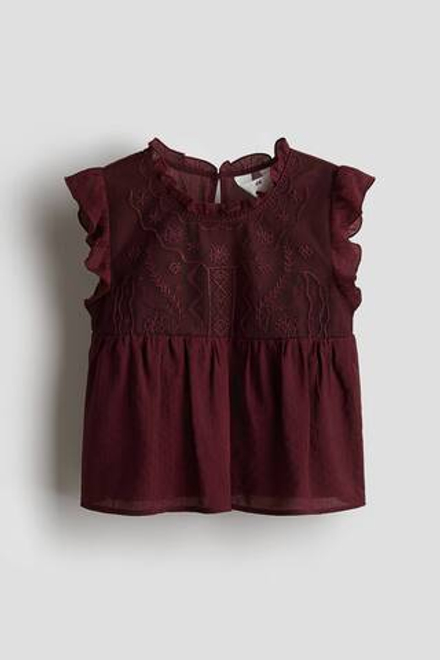 H&M Блузка с кружевным разрезом, бордовый