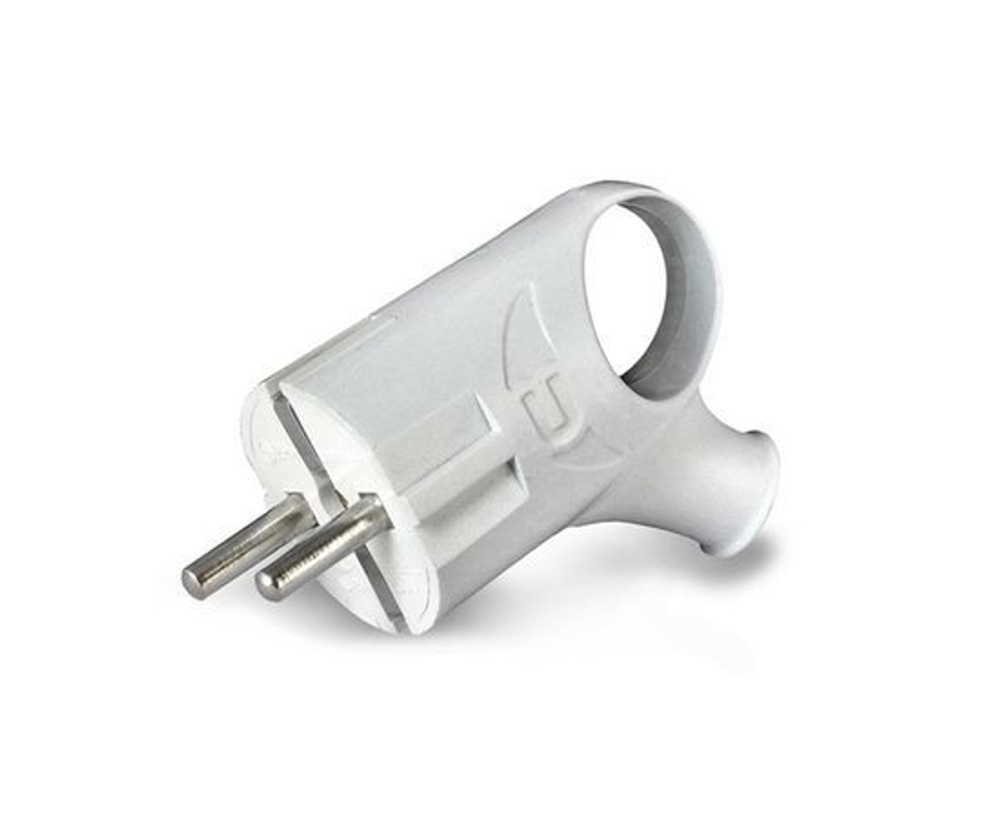 Угловая вилка с ушком, с/з, белая 16А 250В UNIVersal А112