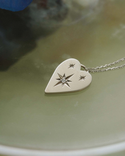 колье сердце «творение» со звездой и бриллиантом из белого золота