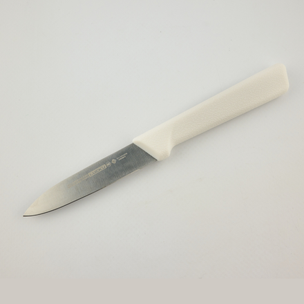 Нож овощной 8 см, пластиковая ручка белого цвета, сталь X50CrMoV15, блистер LUCKY