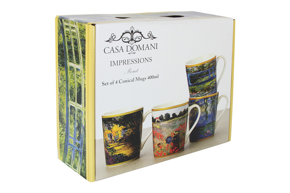 Набор из 4-х кружек Моне в подарочной упаковке Casa Domani
