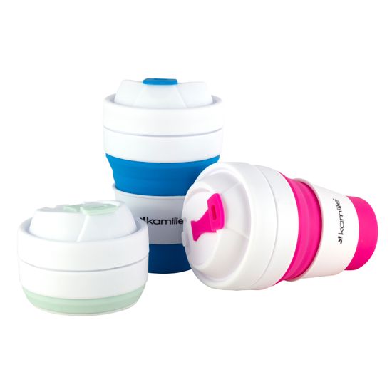 Стакан складной силиконовый 350 мл. Kamille KM 2034 с пластиковой накладкой