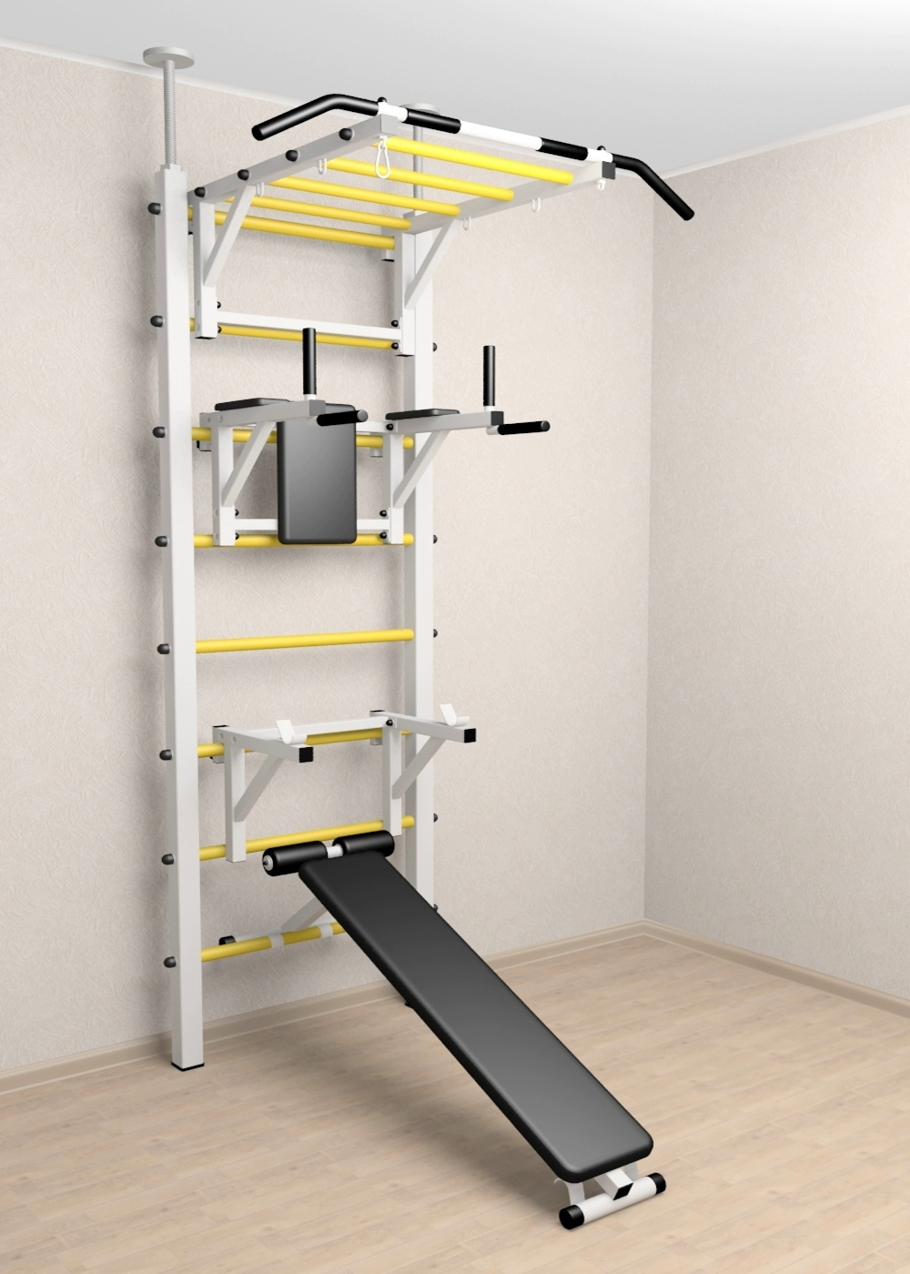 Шведская стенка Sv Sport враспор (Турник рукоход/Брусья/Стойка/Скамья)