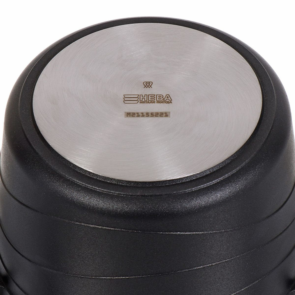 Кастрюля алюминий, антиприг, 3 л, крышка стекло, Каменная, кругл, Нева Металл, Гранит, L186630i, инд