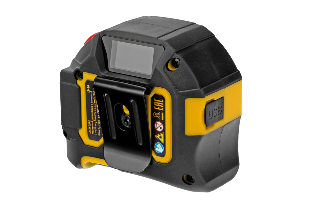 Лазерный дальномер с рулеткой LT-40, 5м x 19 мм, дальномер 40м, автомат. фиксация Denzel 38020