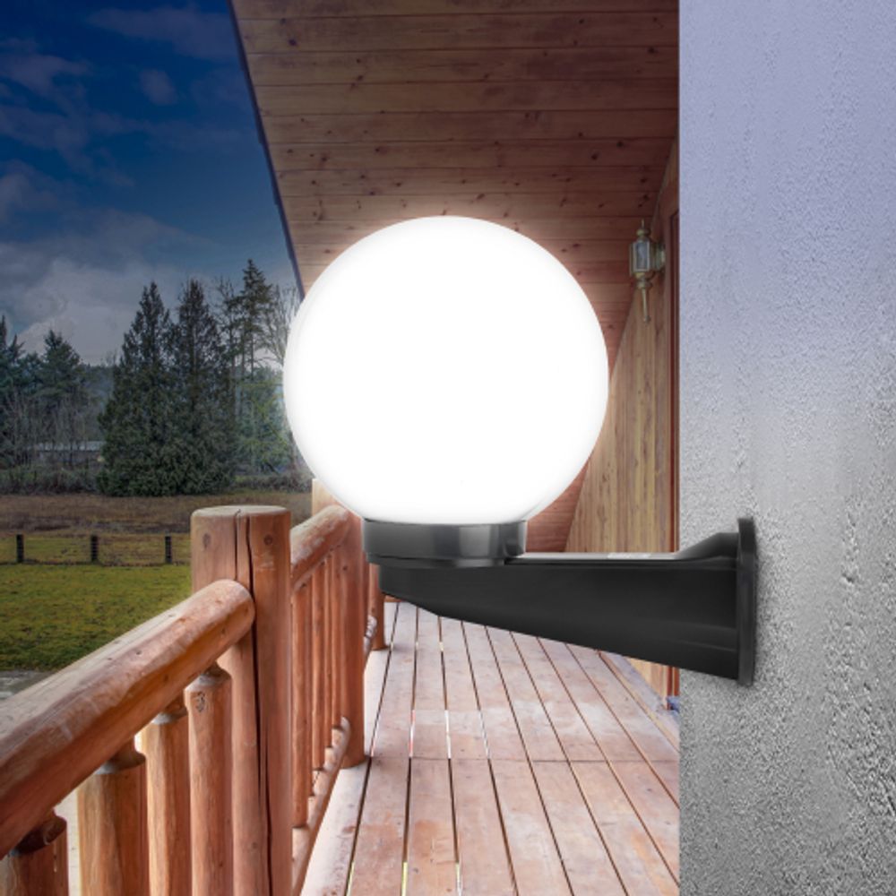 Садово-парковый светильник ЭРА НБУ 01-60-201 шар опаловый настенный IP44 Е27 max60Вт d200mm