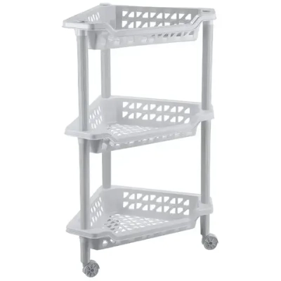 Этажерка угловая «ТЕРЕЗА» 3 полки, цвет светло-серый 40*27*61см