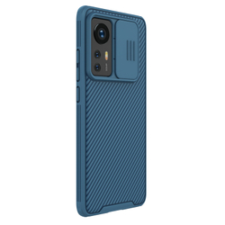 Двухкомпонентный чехол синего цвета от Nillkin CamShield Pro Case для Xiaomi Mi 12 и 12X, с защитной шторкой для камеры