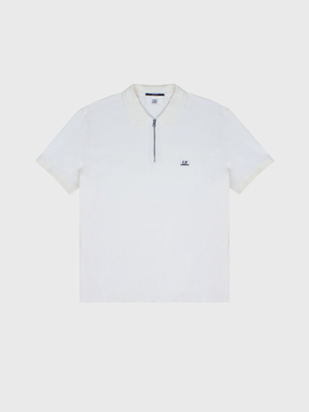 Поло C.P. Company Stretch Piquet Zipped Gauze White