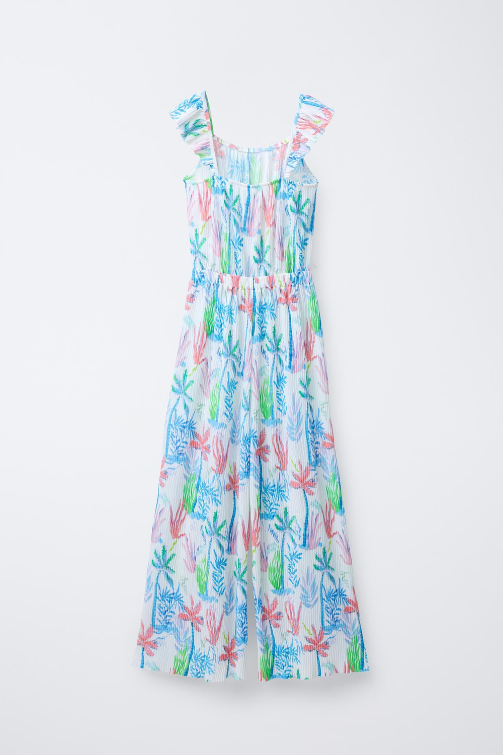 ZARA КОМБИНЕЗОН СО СКЛАДКАМИ И ПРИНТОМ, СИНИЙ