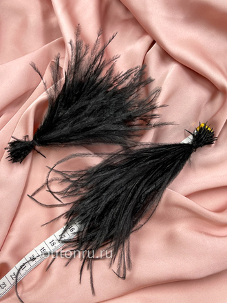 Кисточка-Пучок из черных перьев страуса 15 см