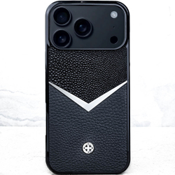 Эксклюзивный чехол iPhone натуральная шкура ската - Euphoria HM Premium - металл, натуральная кожа