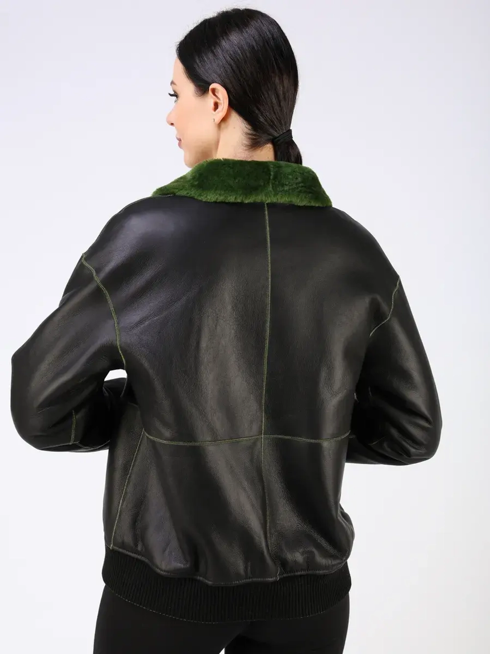 Двусторонняя дубленка зимняя шуба укороченная