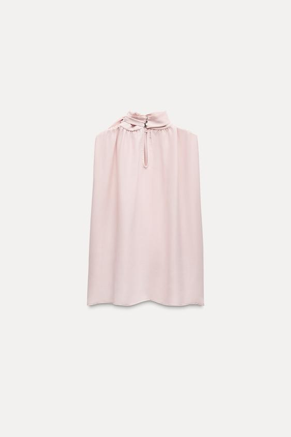 ZARA ТОП ИЗ СТРУЯЩЕЙСЯ ТКАНИ С ЗАВЯЗКОЙ, ЦВЕТ РОЗОВОГО ДЕРЕВА