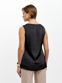 Черный атласный топ Лея