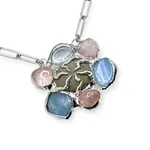 Подвеска Reglow Lab waves Wv-Pn-4 галька розовый кварц аквамарин