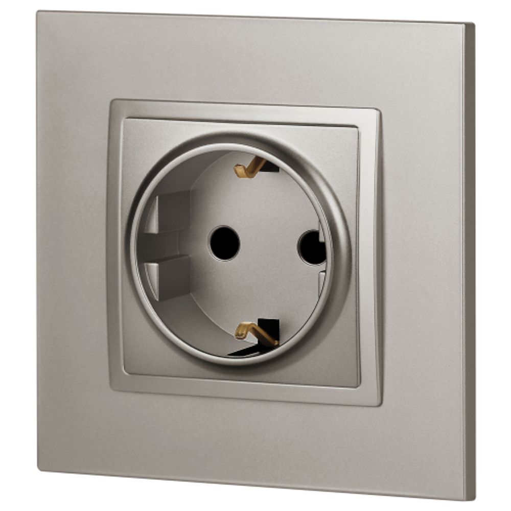 Розетка ЭРА Elegance 14-2102-16 2P+E Schuko со шторками, 16А-250В, титан