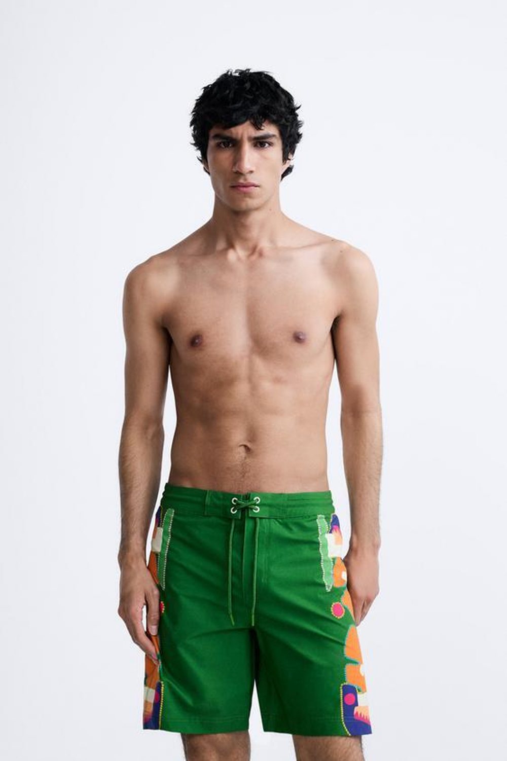 ZARA ПЛАВКИ С ЦВЕТОЧНЫМ ПРИНТОМ, ЗЕЛЕНЫЙ