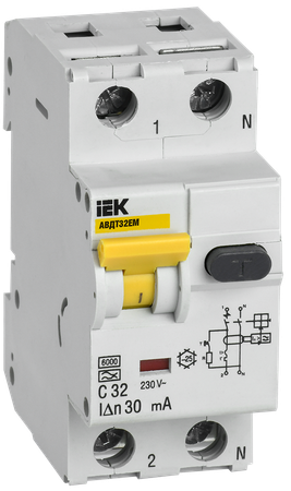 Выключатель автоматический дифференциального тока АВДТ32EM C32 30мА IEK (MVD14-1-032-C-030)