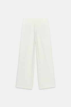 ZARA БРЮКИ ПРЯМОГО КРОЯ С НИЗКОЙ ПОСАДКОЙ, ЭКРЮ