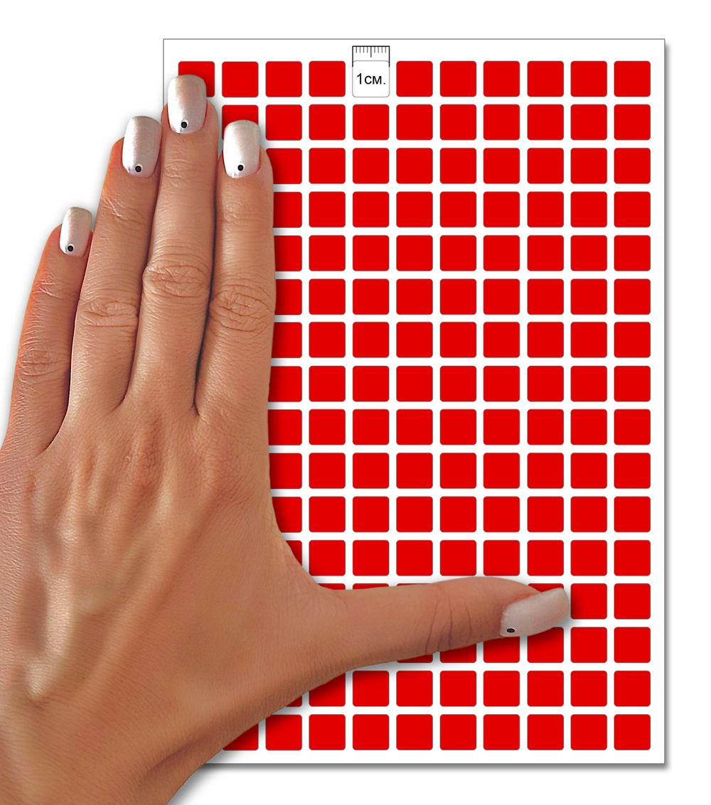 Красные квадратные виниловые наклейки для маркировки Policomprint М14, 10х10 мм. 352 шт.