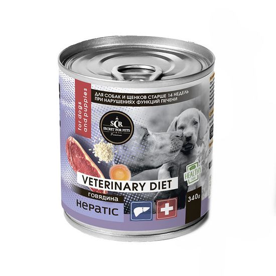 Секрет Премиум консервы для собак и щенков с субпродуктами говяжьими Hepatic