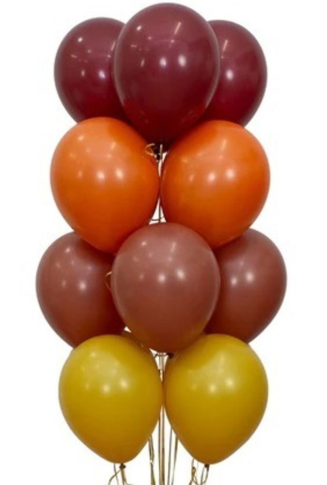 Оранжевые и бордовые шары с гелием