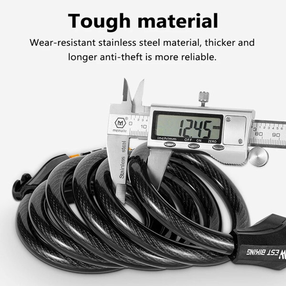 Замок навесной, тросовый West Biking YP0705061, 1200 мм