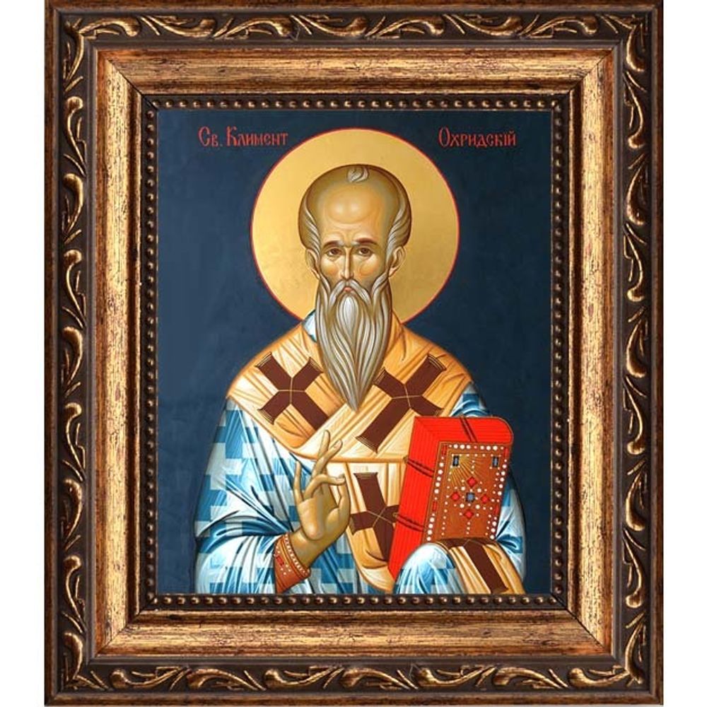 Климент, архиепископ Охридский, Величский (Болгарский) равноапостольный. Икона на холсте.