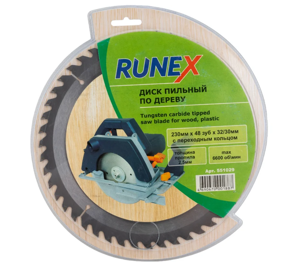 Диск пильный по дереву 230мм х 48 зуб х 32/30мм "Runex"