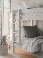 Кровать двухъярусная, 90х200х145, Дана, для детей, деревянная, белая, Dipriz
